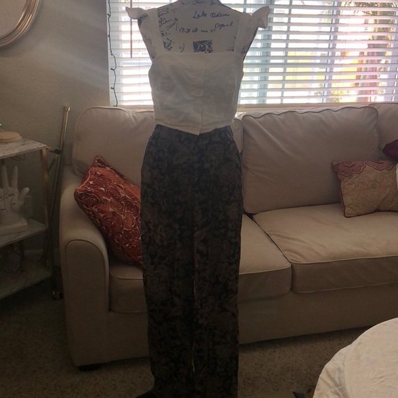 Vintage bohemian elastic waist gypsy wide leg pants - Picture 3 of 7